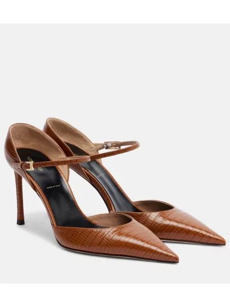 Pantofi cu toc Tom Ford din piele cu model piele de șarpe maro