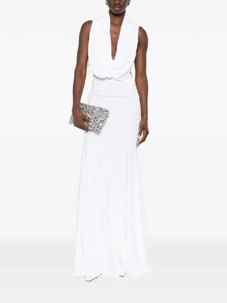 Rochie maxi Christopher Esber drapată de costum alb