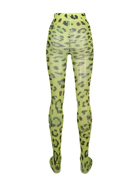 Leopardí punčocháče Philipp Plein s potiskem zelené
