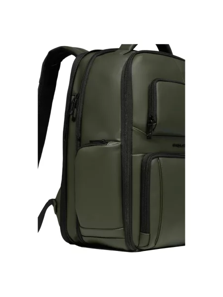 Torba na laptopa Piquadro w kratę skórzana zielona