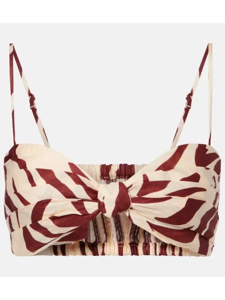 Lenvászon pliszírozott melltartó Johanna Ortiz nyomtatás bézs