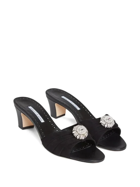 Πλισέ mules Manolo Blahnik μαύρο