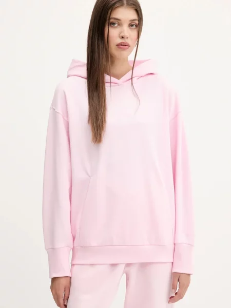 Суичър с качулка Adidas с качулка розово