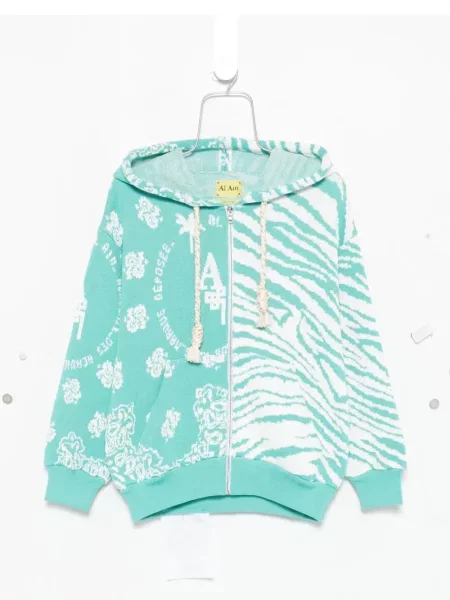 Cardigan Al Ain cu model floral albastru