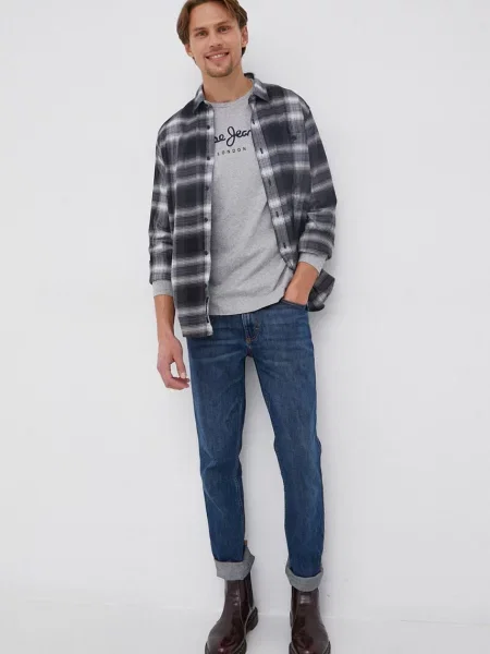 Лонгслів Pepe Jeans Eggo з принтом сірий