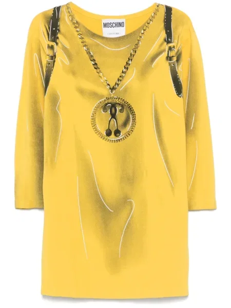 Oblekové grafický šaty Moschino Pre-owned s potiskem černé