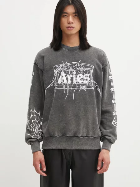 Bombažen pulover Aries Overlord siva