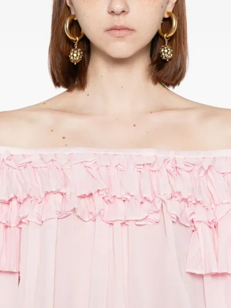 Bluză Cynthia Rowley cu volane roz