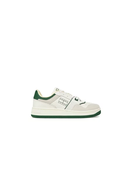 Tommy Jeans Sneakersy Tjw Retro Basket Washed Suede bílá