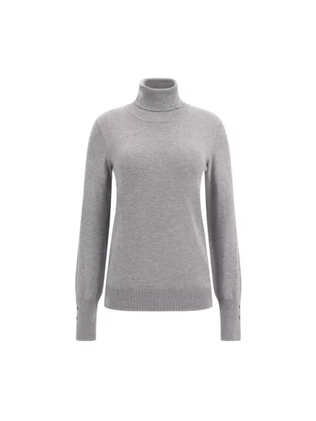 Lniany sweter z golfem Guess do golfa szary