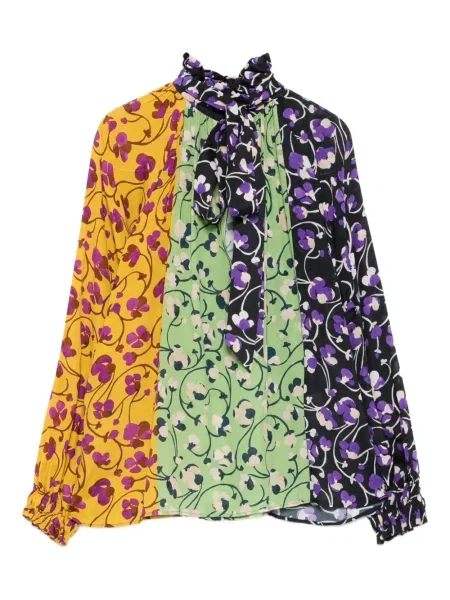 Bluză La Doublej cu model floral galben