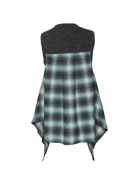 Cămașă Dsquared2 în carouri tricotate verde