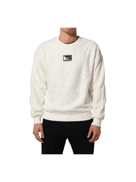 Dzianinowa bluza Dolce And Gabbana z logo biała