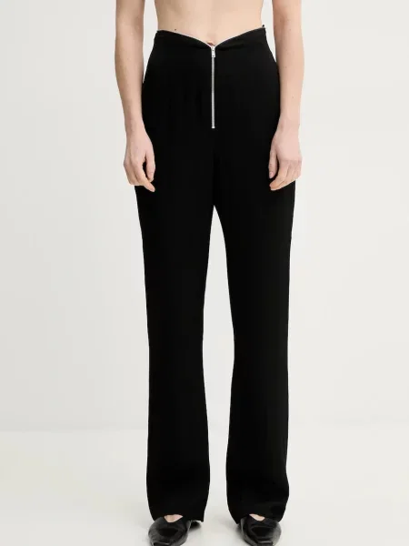 Nanushka pantaloni LINETT femei drept high waist negru