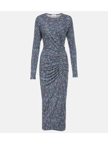 Rochie midi Marant Etoile cu model floral cu imagine din jerseu albastru