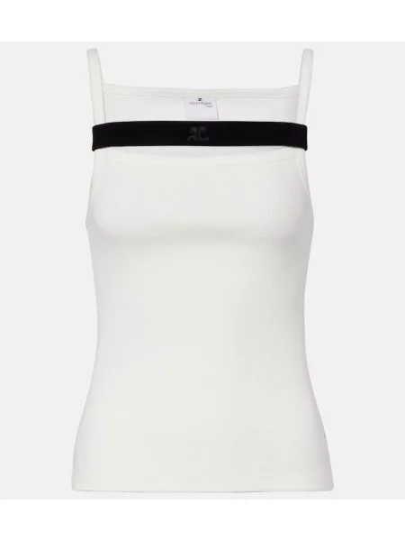 Top Courreges tricotate alb