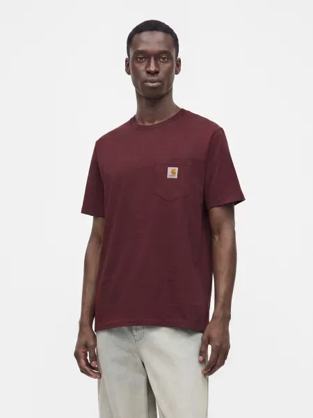 Carhartt WIP Tričko svetlosivá / tmavooranžová / bordová