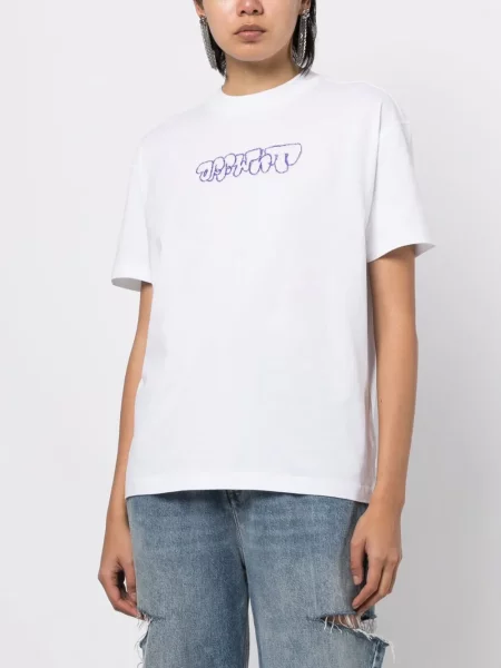 Siuvinėtas marškinėliai Off-white balta
