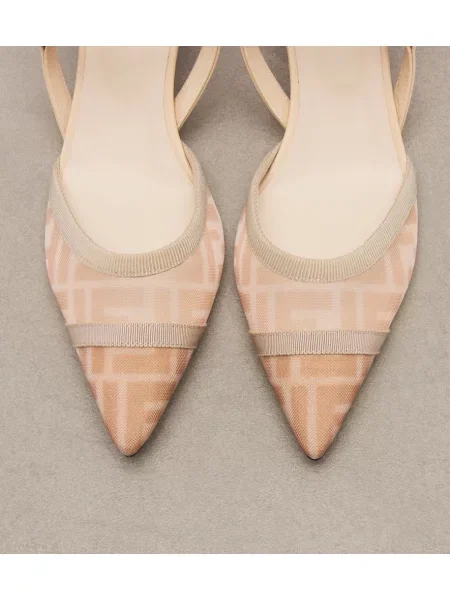 Pantofi cu toc Fendi plasă slingback roz