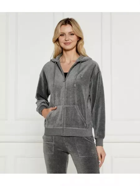 Juicy Couture Hanorac HALAN OVERSIZED ZIP THRU HOODIE gri