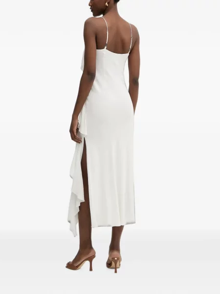 Rochie midi Patrizia Pepe cu volane asimetrică alb