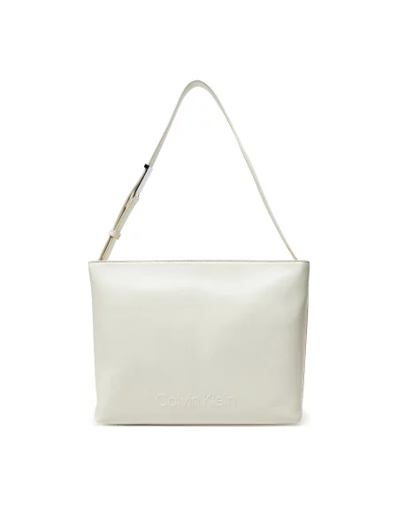 Calvin Klein Torbica Embossed Logo Medium Shopper Écru
