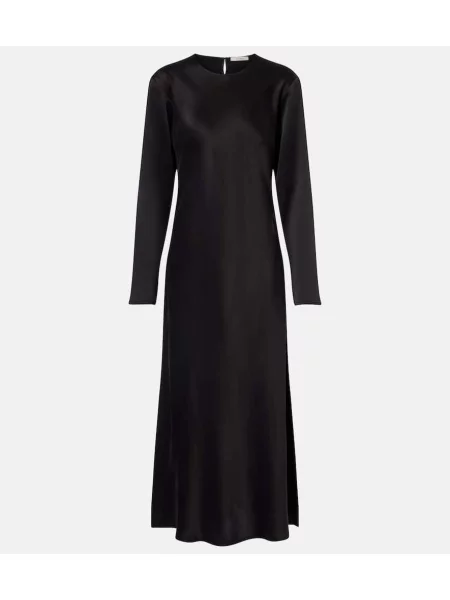 Jedwabna maksi sukienka maxi Asceno garniturowa czarna