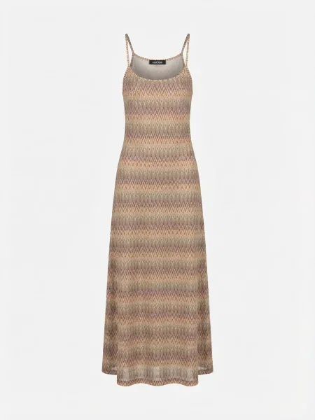 KOROSHI Rochie tricotat galben / verde deschis / portocaliu închis alb