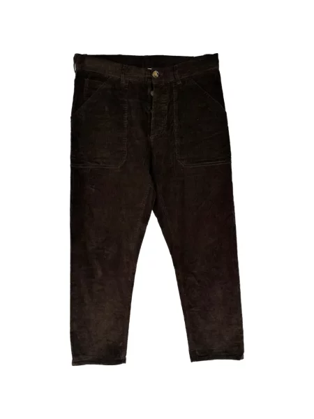 Pantaloni Nanushka de catifea cord maro