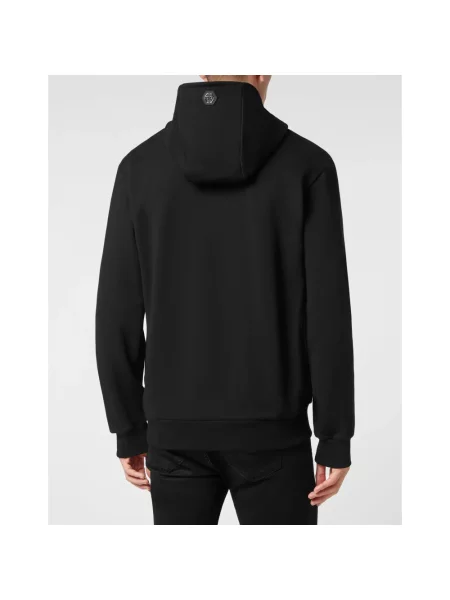 Bluza z kapturem Philipp Plein skórzana z kapturem czarna