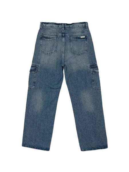 Jeansy straight leg dziecięce Guess niebieskie