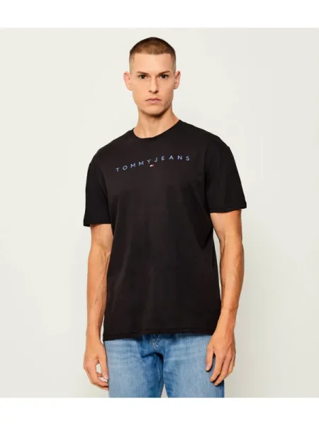Polo Tommy Jeans cu mâneci scurte negru