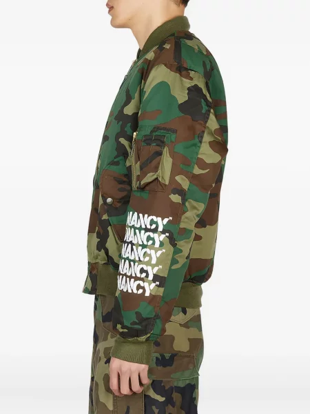 Geacă bomber Nancy Ganz cu model camuflaj verde