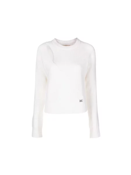 Dzianinowy sweter z golfem Michael Kors z logo do golfa beżowy