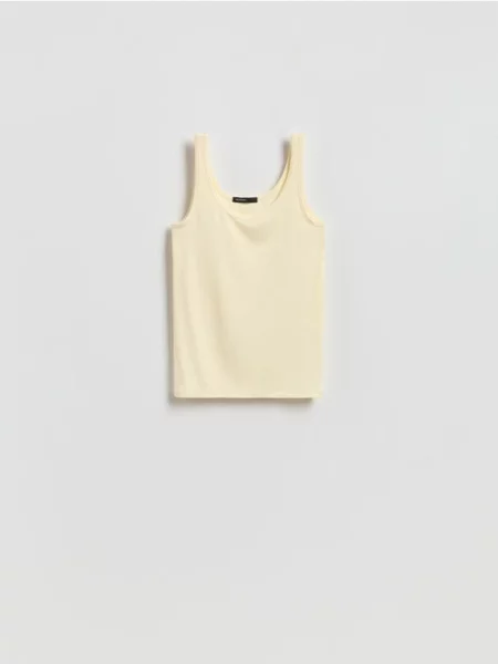 Reserved Top simplu din galben-deschis galben