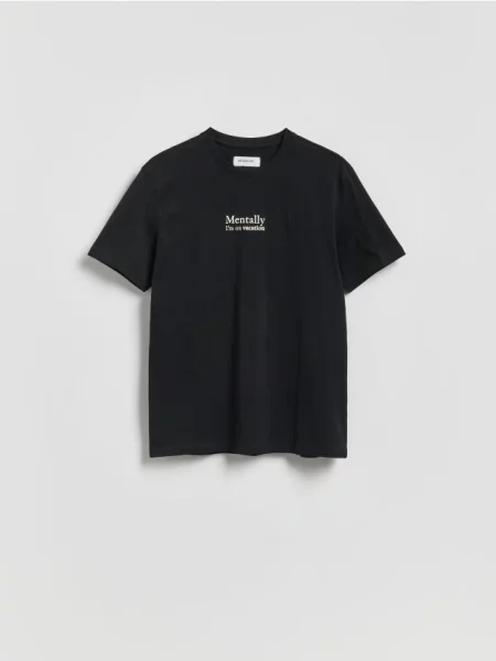 Reserved Tricou regular cu imprimeu negru