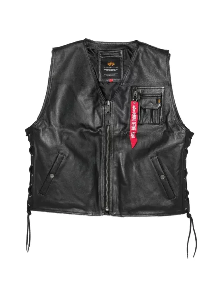 Vestă Alpha Industries cu șireturi din piele negru