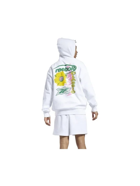 Mikina s kapucňou Reebok Sport s kapucňou biela