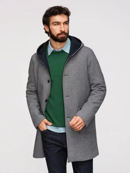 Textil Ombre Pánský kabát Birkiif šedá