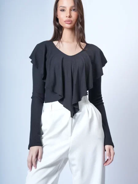 Trend Alaçatı Stili Tricou negru