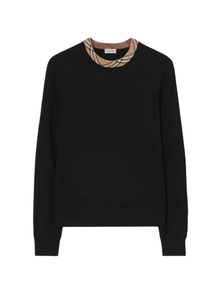 Pulover Burberry de lână în carouri negru
