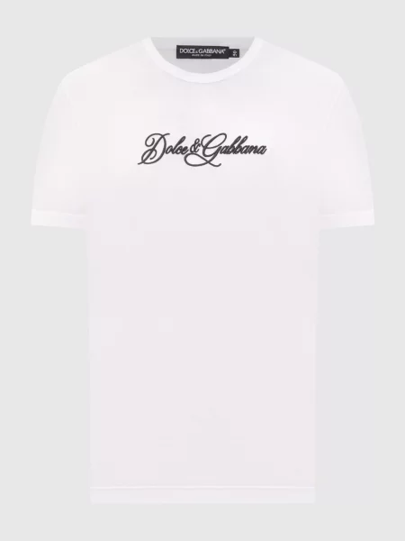Футболка з фактурною вишивкою логотипа Dolce&gabbana біла
