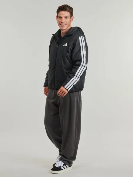 Csíkos kapucnis dzseki Adidas Sportswear fekete