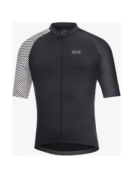 Koszulka rowerowa GOREWEAR C5 Optiline krótki rękaw czarno-biały S biała