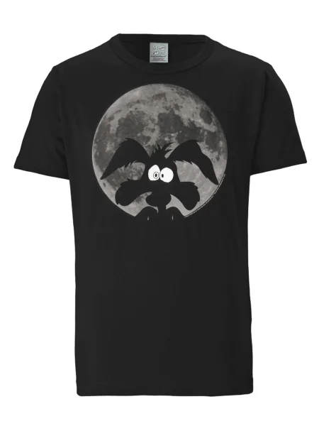 LOGOSHIRT Tricou Looney Tunes Coyote Mond' negru