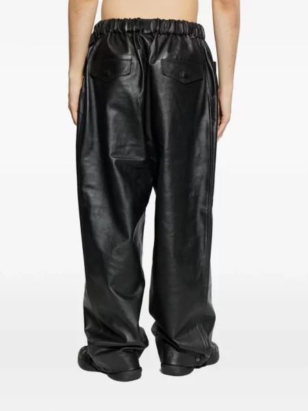 Pantaloni de piele Y-3 din piele negru
