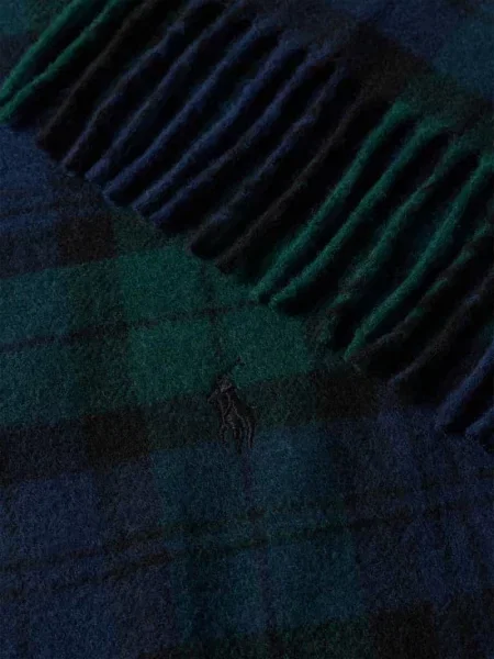 Szal z wyhaftowanym logo Polo Ralph Lauren niebieska