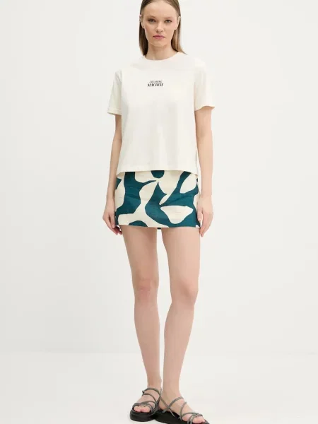 Abercrombie & Fitch spódnica lniana mini prosta zielony