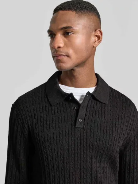 Sweter z dzianiny z kołnierzykiem polo Mcneal