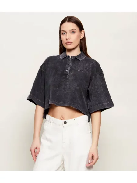 Cropp tricou polo Pinko gri